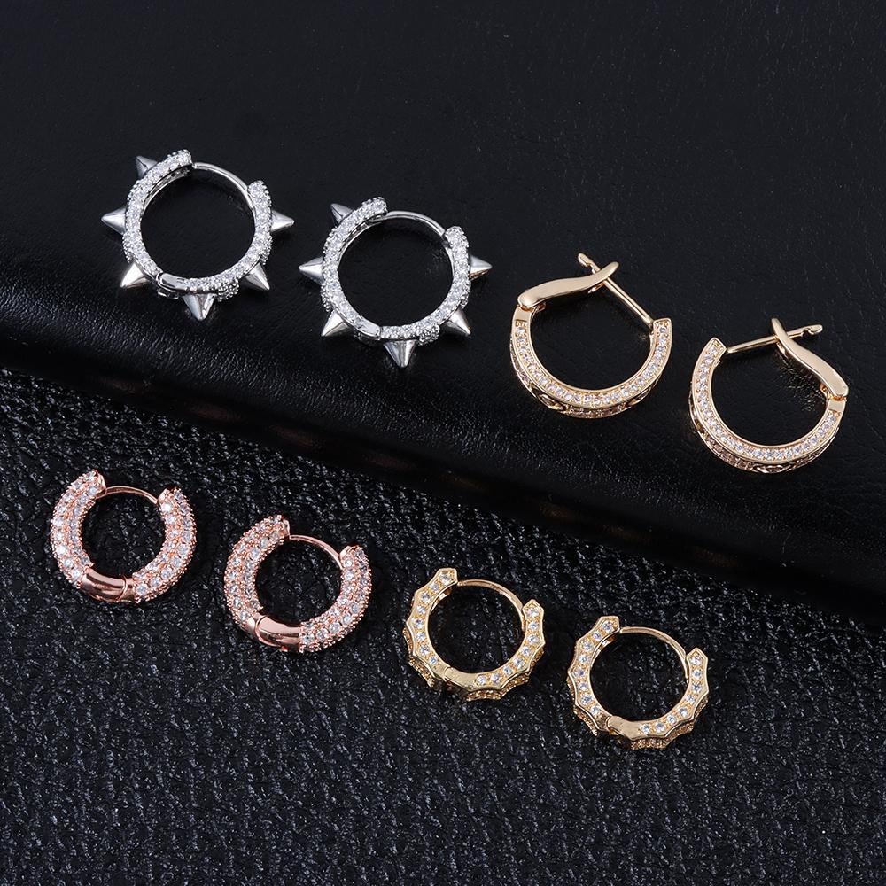 LONNGZHUAN Thời trang mới Tất cả Earrings Hip Hop Vòng Hoop Giày Nail Cubic Zirconia Vàng và Bạc Lady Men