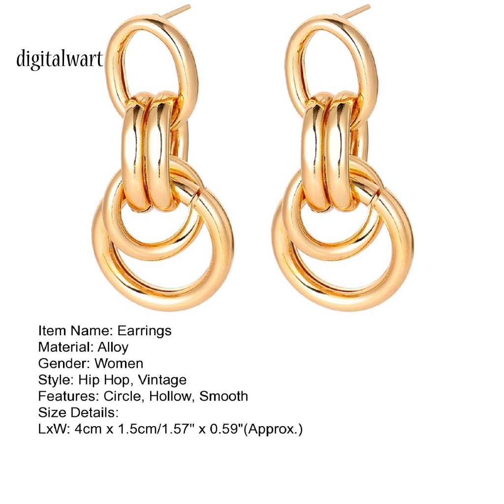 Kỹ Thuật Số| 1 Đôi Bông Tai Tròn Rỗng Bằng Kim Loại Phong Cách Vintage Dành Cho Nữ