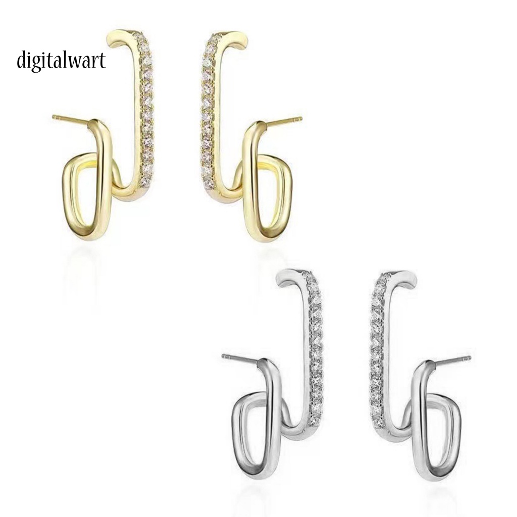 Kỹ Thuật Số| 1 Cặp Bông Tai Chữ U Đính Đá Lấp Lánh Thời Trang