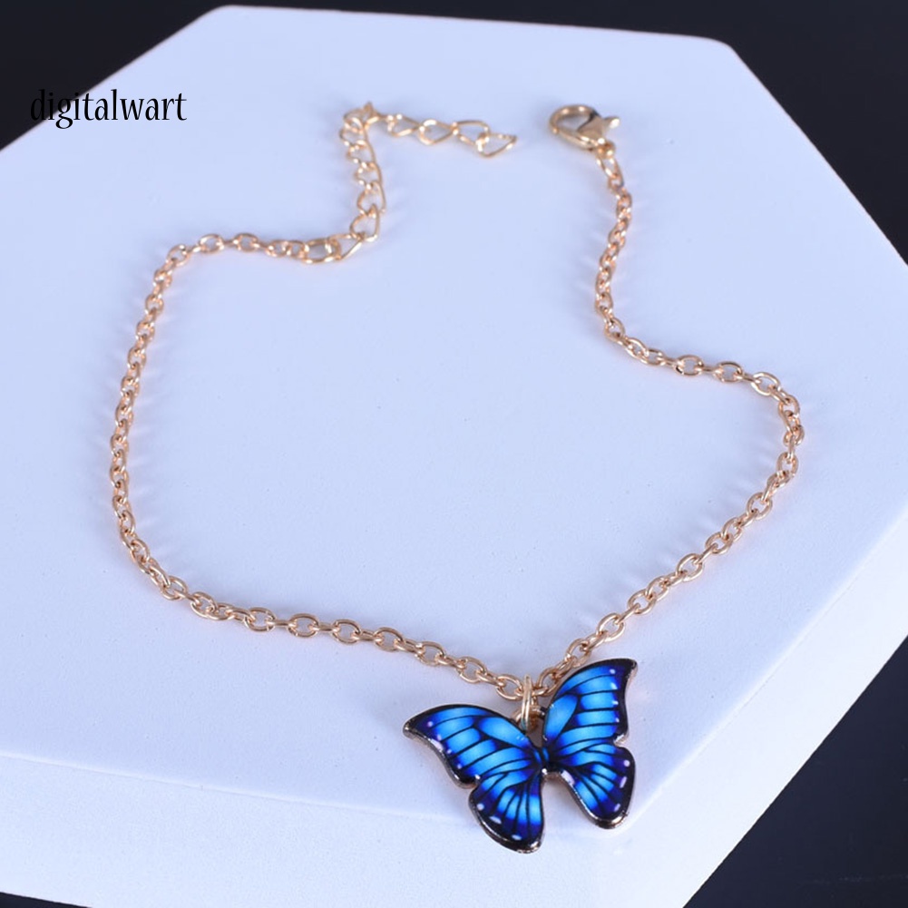 Kỹ Thuật Số| Lắc Chân Hợp Kim Mặt Hình Bướm Nhiều Màu Sắc Thanh Lịch Cho Phái Nữ