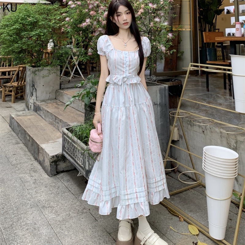 Áo Croptop Cổ Vuông Tay Ngắn + Chân Váy Xòe Chữ A Lưng Cao Phong Cách Hàn Quốc Thời Trang Cho Nữ
