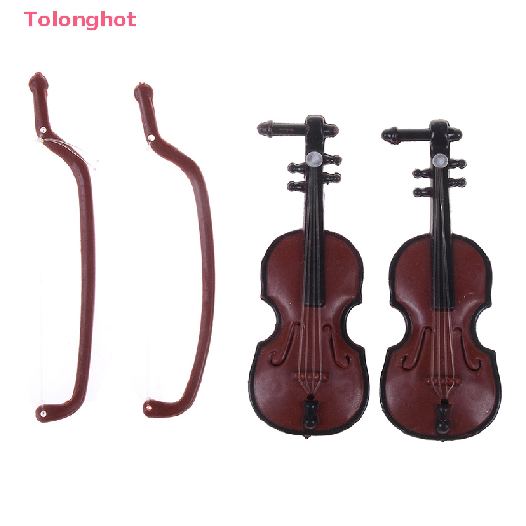 Bộ 2 Cây Đàn violin mini Bằng Nhựa diy Trang Trí Nhà Búp Bê