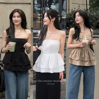 Áo quây trơn peplum Joomate chun lưng siêu xinh 3372