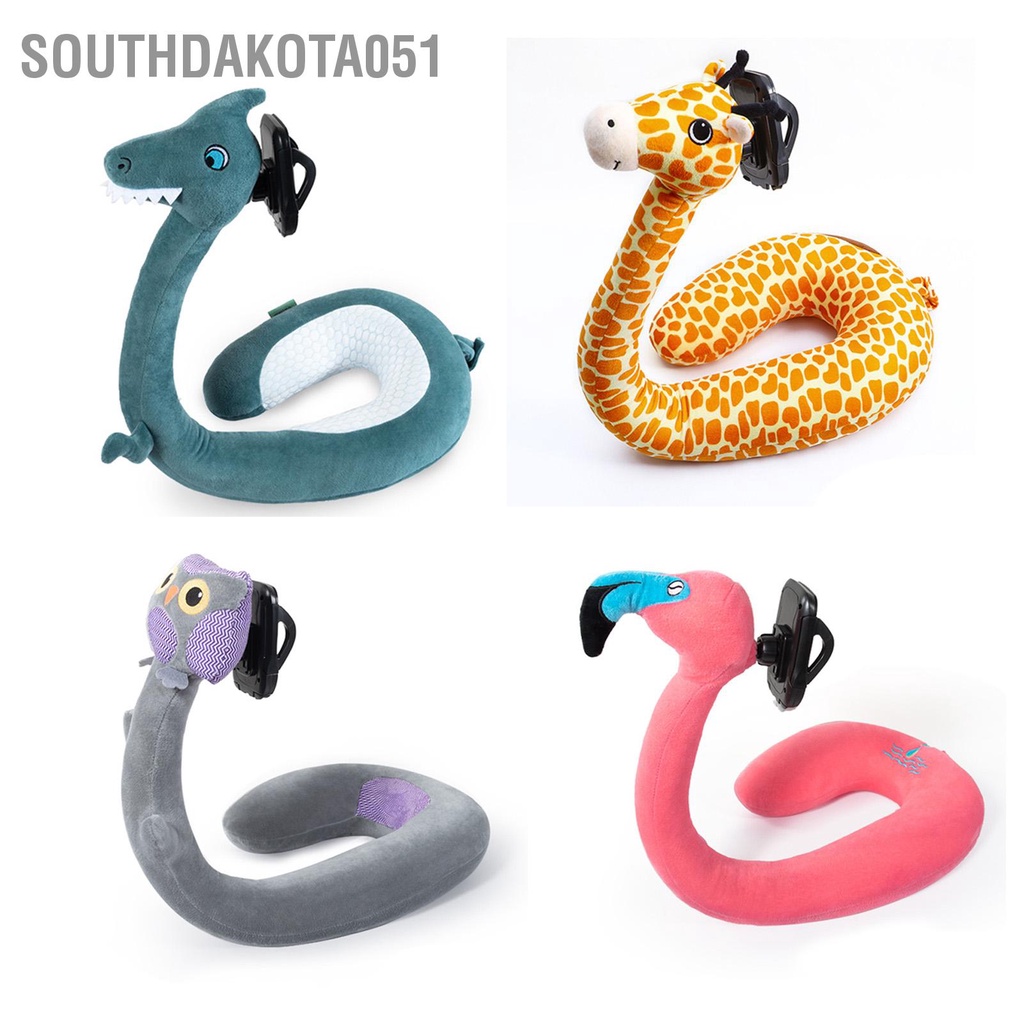 [Hàng HOT] Gối chữ U kê cổ Kèm Giá Đỡ Điện Thoại Hình Động Vật Dễ Thương Xoay 360 Cho Gia Đình【Southdakota051】