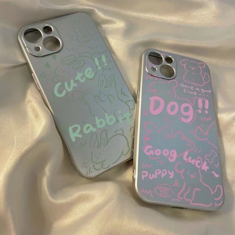 Ốp Điện Thoại TPU Silicon Mềm Chống Sốc Mạ Điện Hình Cún / Thỏ Dễ Thương Cho IPhone 11 14 13 12 Pro XS Max XR X 8 + 7 6S Plus