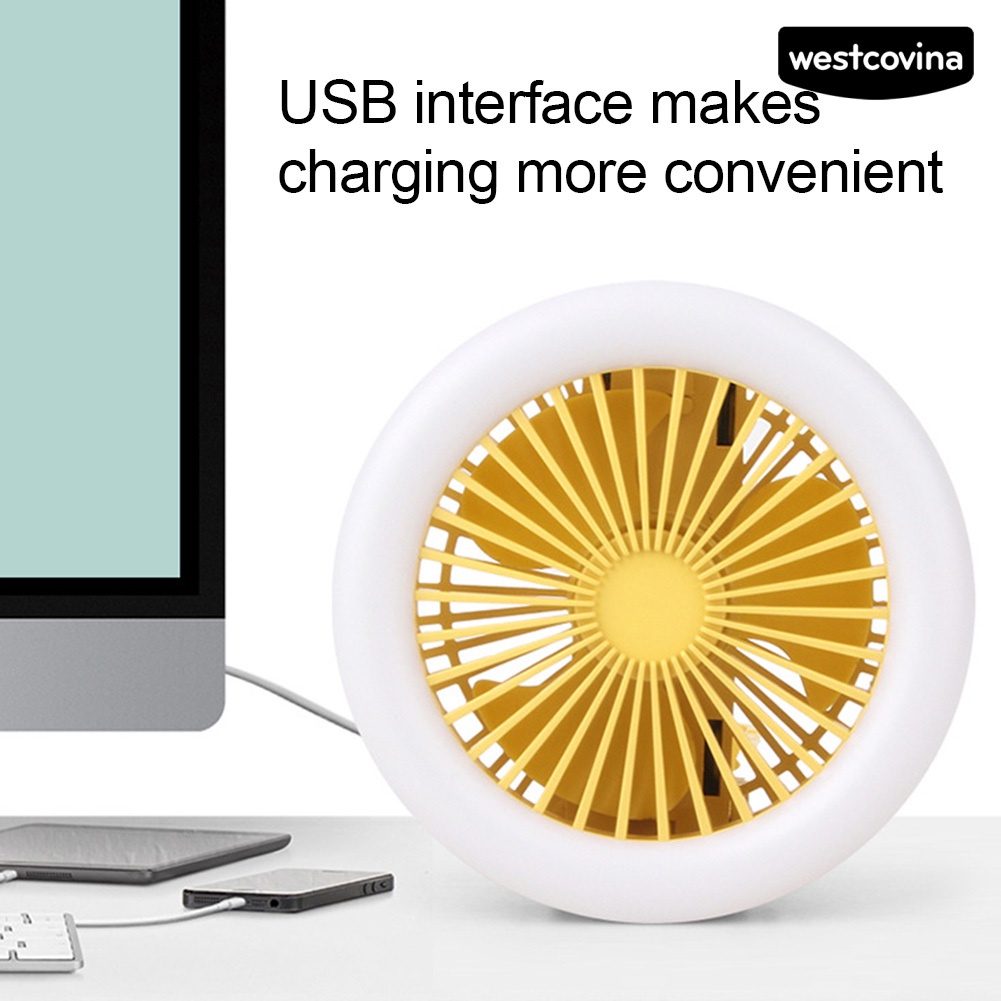 W🅢Quạt USB Mini Có Đèn LED Có Thể Gấp Lại Kèm Móc Treo Tiện Dụng