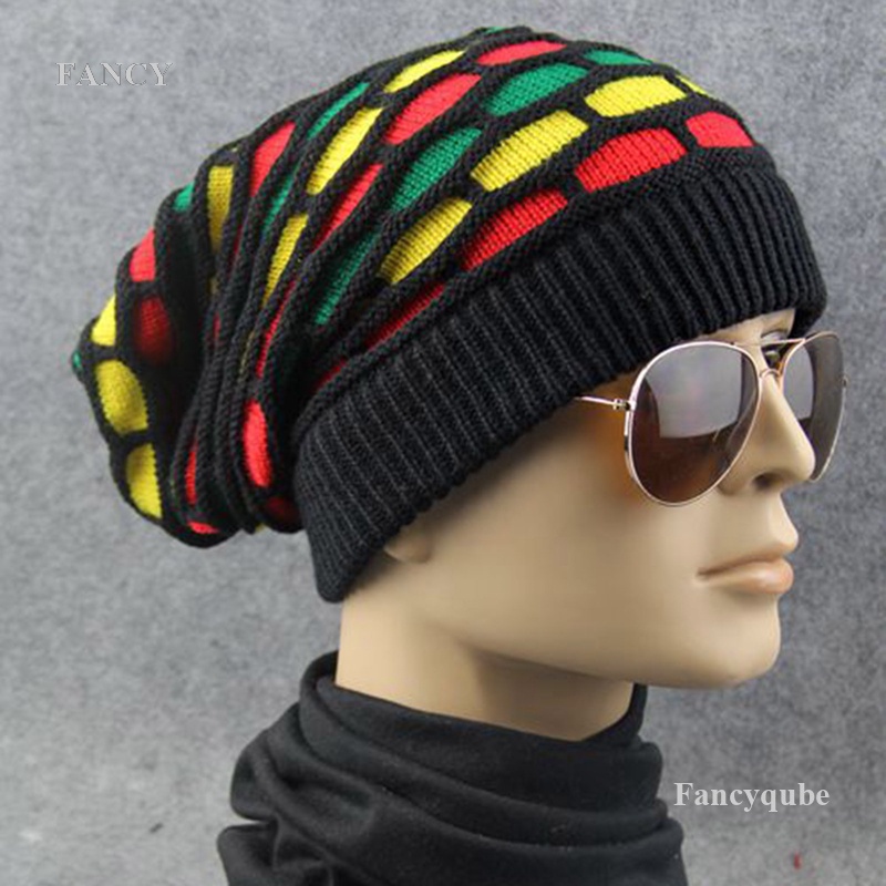 Fancy Mũ Dệt Kim Dày Dặn Màu Sắc Cầu Vồng Giữ Ấm Mùa Đông Cho Nam Và Nữ