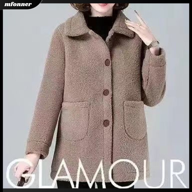 Áo Khoác Dáng Rộng Cỡ Lớn Màu Sắc Đơn Giản Ấm Áp Cho Nữ