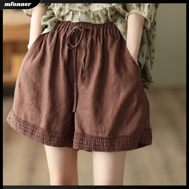 Quần Short Nữ Ống Rộng Phong Cách Retro