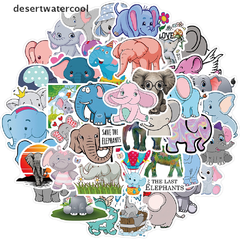 Sticker Voi Hoạt Hình Trang Trí Vali, Ván Trượt, Guitar, Sổ Tay