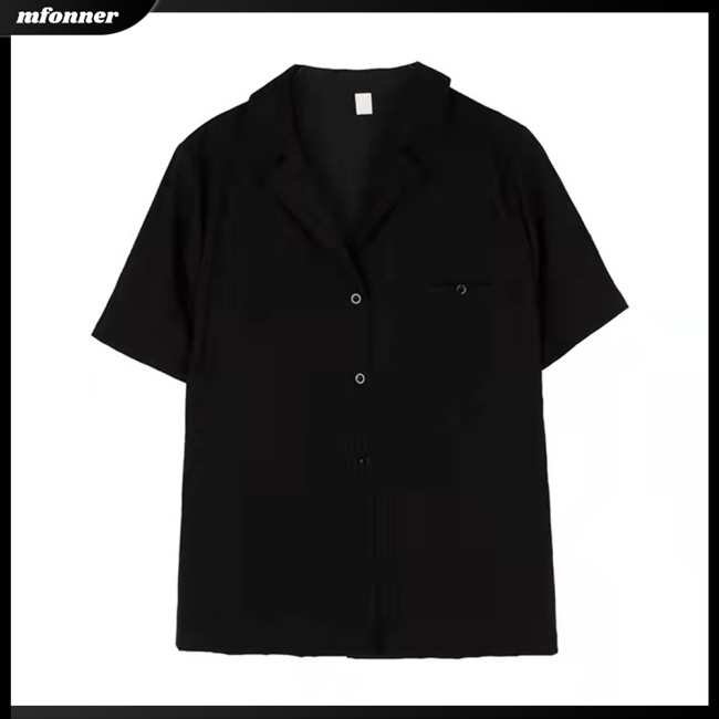 Áo Sơ Mi Chiffon Tay Ngắn Cổ Chữ V Màu Sắc Đơn Giản Thanh Lịch Dành Cho Nữ