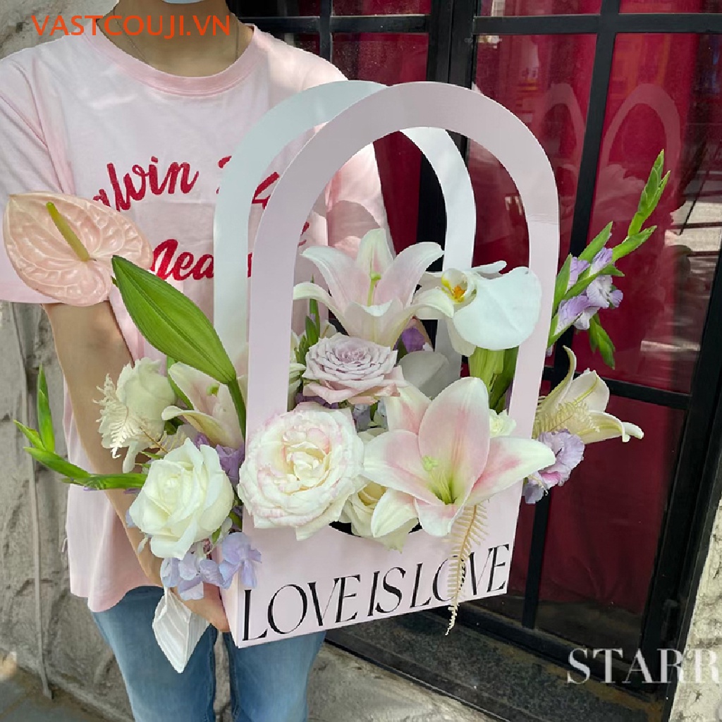 Giỏ Hoa Giấy Kraft Chống Thấm Nước Có Tay Cầm Tiện Dụng