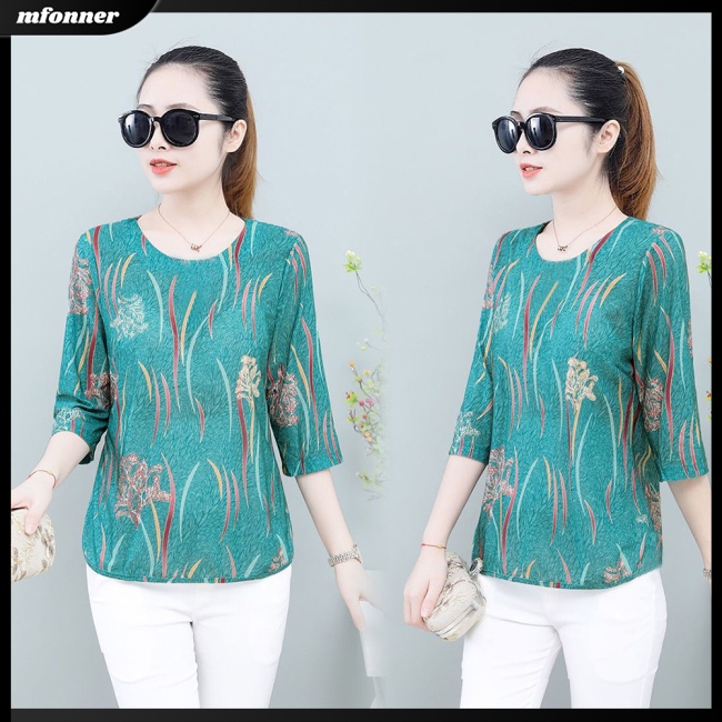 Áo Thun Tay Ngắn Cổ Tròn In Họa Tiết Hoa Phong Cách Cổ Điển Thời Trang Cho Nữ