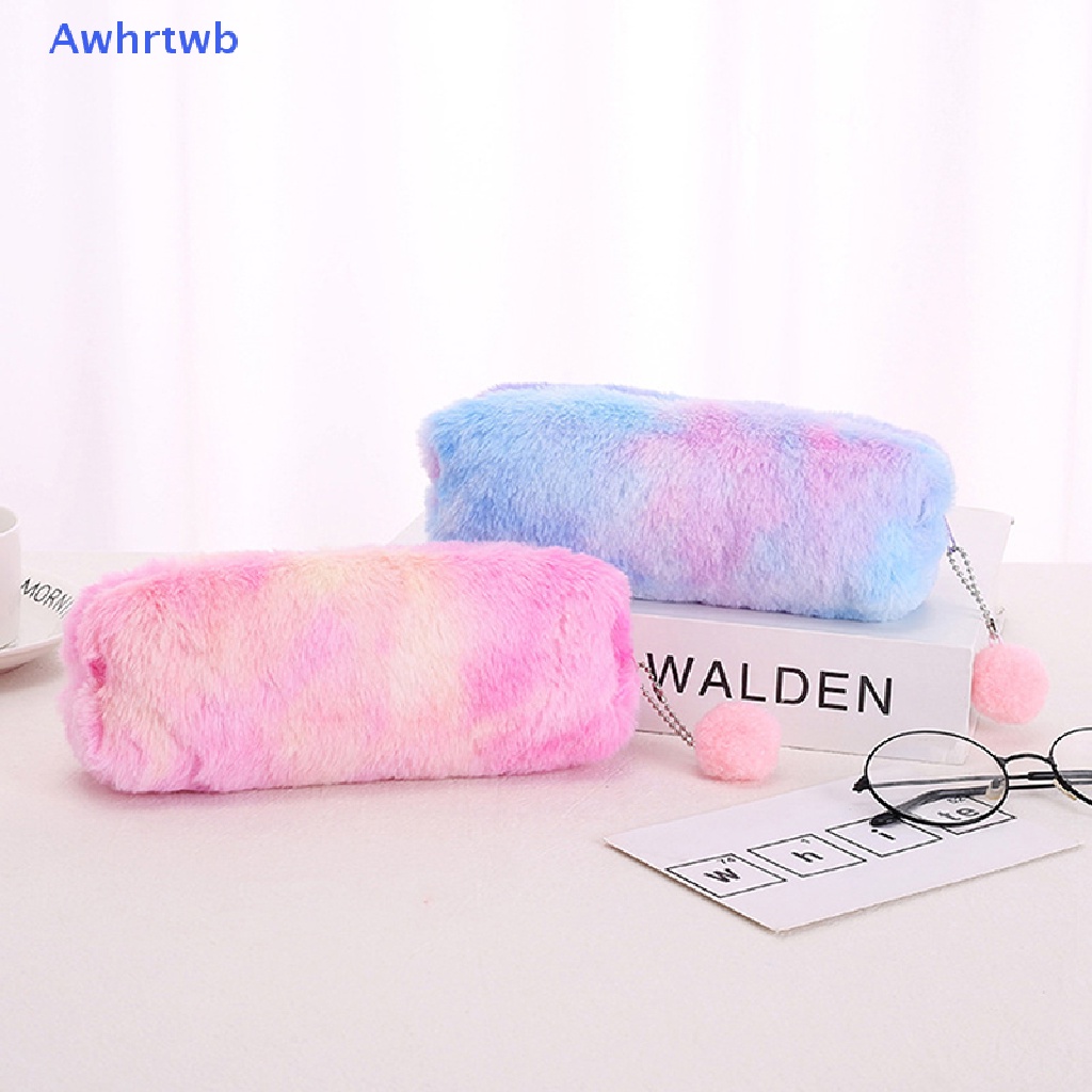 Awhrtwb Túi Đựng Bút Bằng Vải Lông Màu Gradient Hình Bát Giác Sáng Tạo Cho Nữ Mới