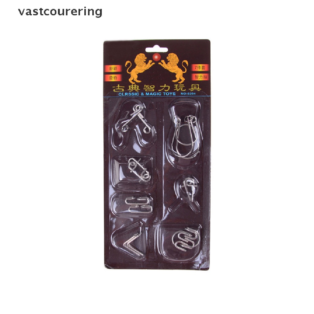 Set 7 Đồ Chơi Mở Khóa 3D Bằng Kim Loại Nhiều Họa Tiết Phát Triển IQ