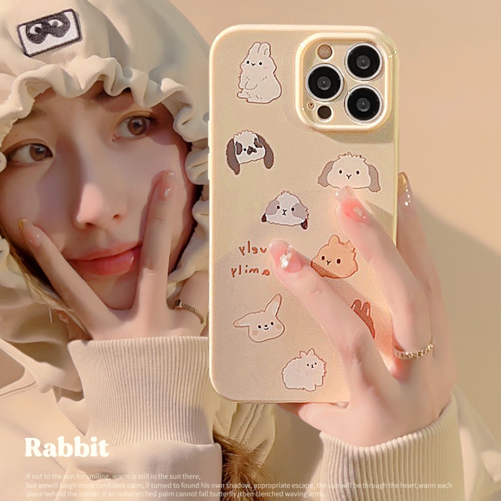 Ốp Điện Thoại TPU Dẻo Họa Tiết Hoạt Hình Chú Thỏ Dễ Thương Chống Trầy Cho IPhone 11 12 13 14 Pro Max