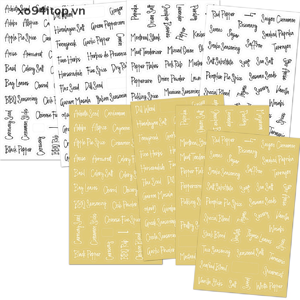 Set 274 / 8 Nhãn Dán Lọ Thủy Tinh Trong Suốt Chống Nước Sáng Tạo