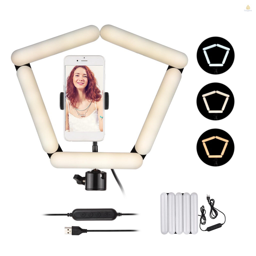 Đèn LED Gập 5-Planel 5 Chế Độ Sáng Với Kẹp Gắn Điện Thoại Có Thể Điều Chỉnh