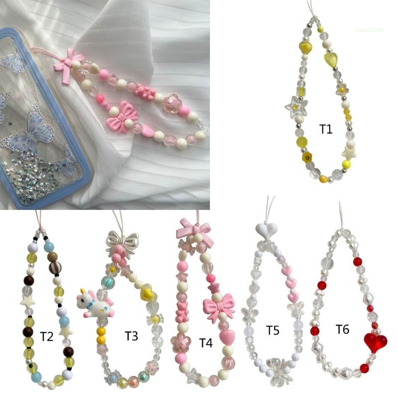 Dây Đeo Điện Thoại Mặt Hình Trái Tim Năm Cánh Đính Nơ Xinh Xắn