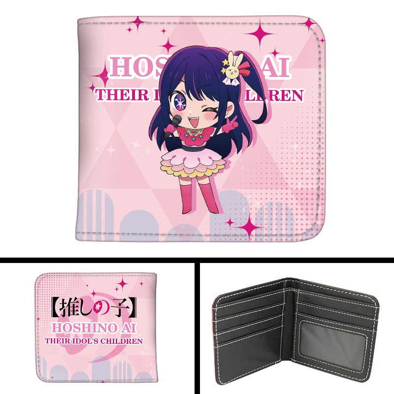 Ví Đựng Tiền Xu Gấp Gọn Phối Khóa Kéo In Hình Anime Oshi no Ko Thời Trang Cho Học Sinh