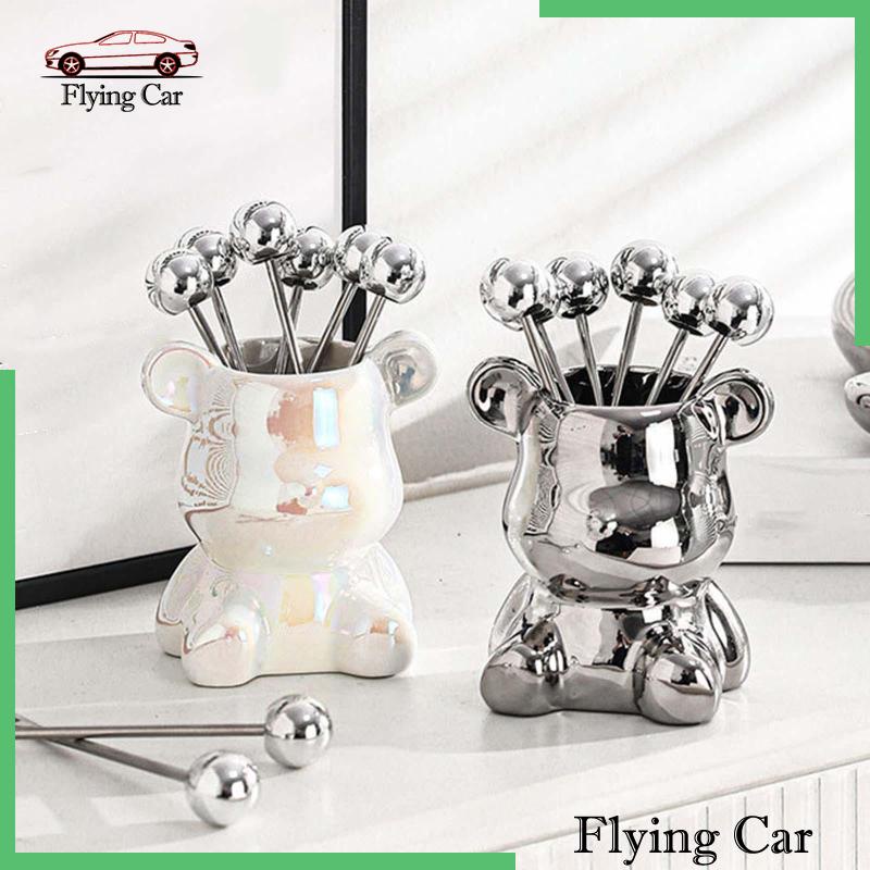 [Lzdjfmy2] Bộ Nĩa Ăn Trái Cây Hình Gấu Dễ Thương Cho Đám Cưới Nhà Hàng Nhà Hàng