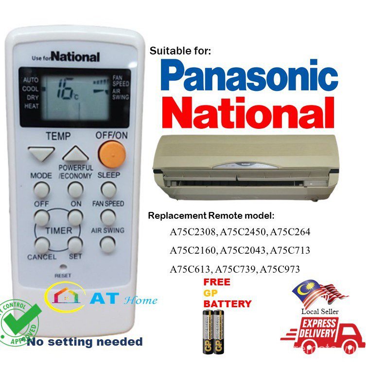 Điều Khiển Từ Xa Cho Máy Điều Hòa Panasonic National A75C2308 A75C2450 A75C2160 A75C2043 CS-C9BKN
