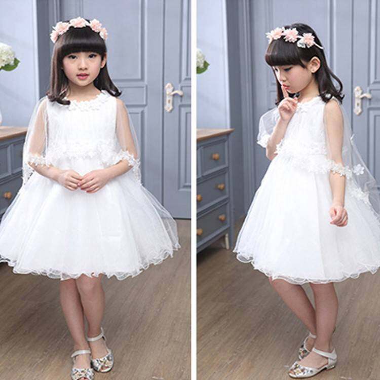 Đầm Công Chúa Phồng Phối Ren Hoa 110-160cm Dành Cho Bé Gái 2-12 Tuổi
