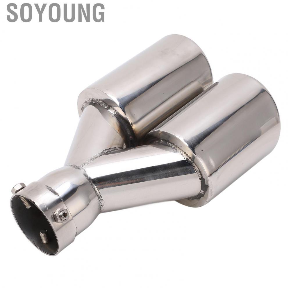 Soyoung Dual Exhaust Tips Tailpipe  Corrosion Universal Bevel Cut for Replacement