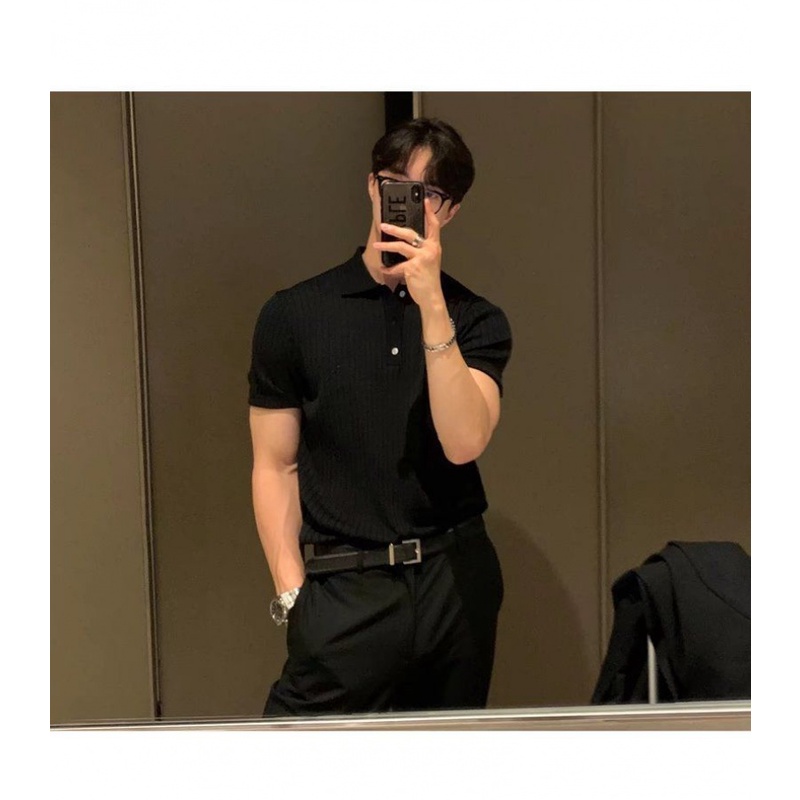 Áo Thun polo Dệt Kim Tay Ngắn Phong Cách Thời Trang Đường Phố Mùa Hè Mới 2023