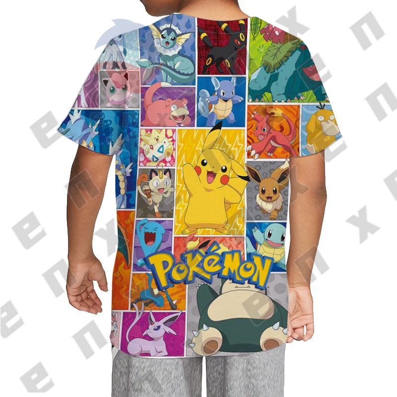 Áo Thun Tay Ngắn In Hình Pikachu 3D Dễ Thương Thời Trang Mùa Hè Cho Bé