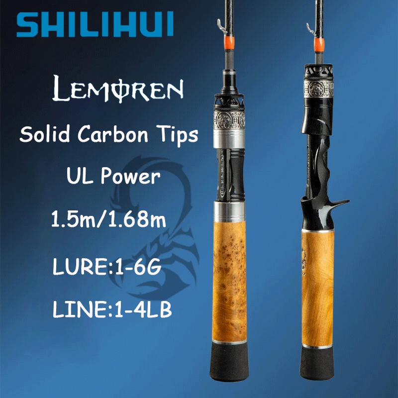 Máy Câu Cá 2 Đoạn Tay Cầm Bằng Gỗ Trơn SHILIHUI