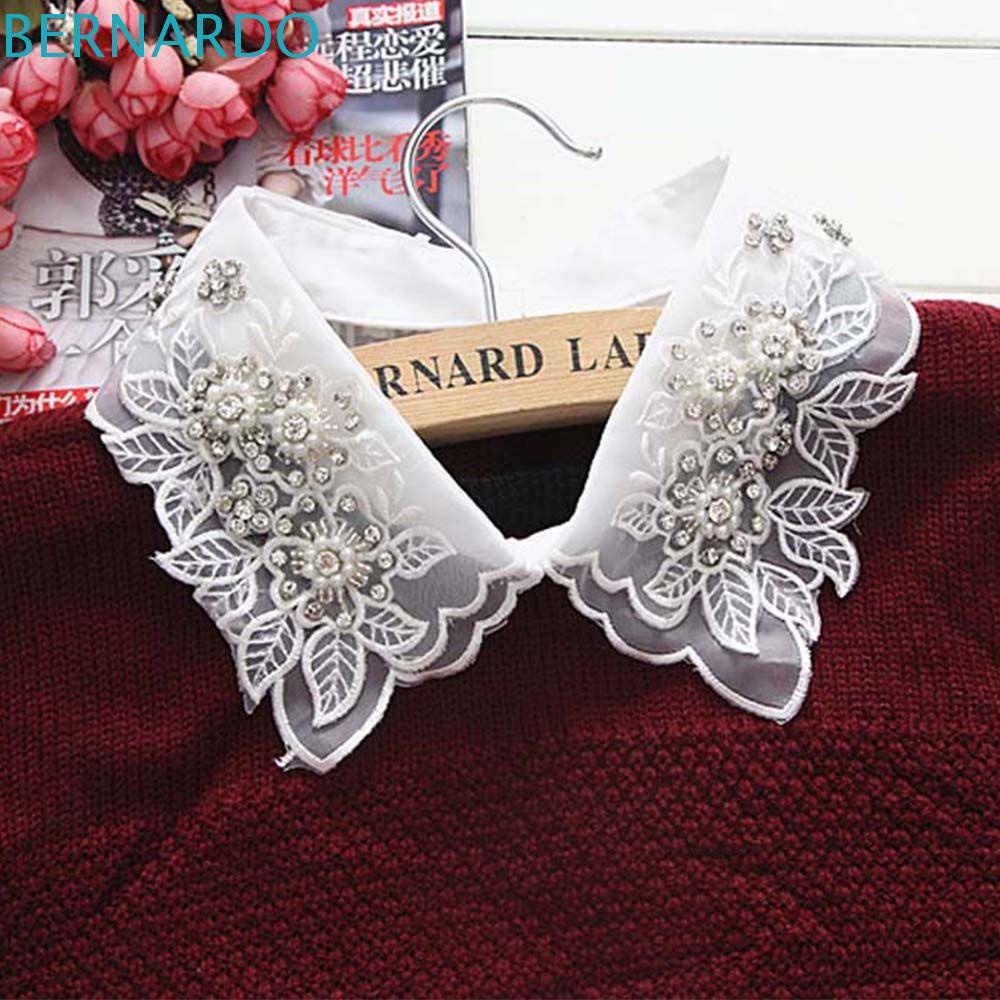 Cổ Áo Giả Màu Trắng / Đen Họa Tiết Hoa|Áo Sơ Mi Cổ Đứng Thời Trang Thanh Lịch Cho Nữ