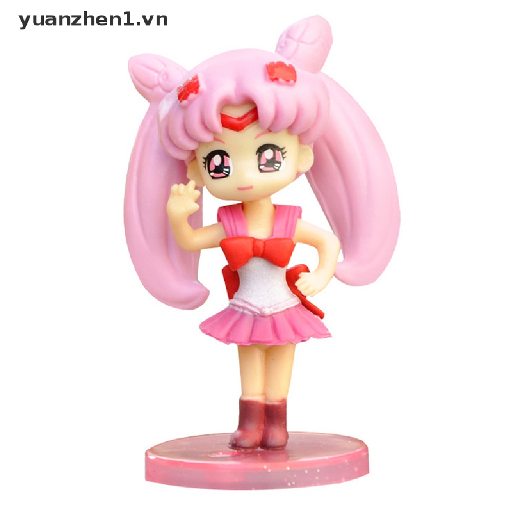 Bộ 4 Đồ trang trí Nhân Vật Hoạt Hình Thủy Thủ Mặt Trăng 3D Bằng PVC