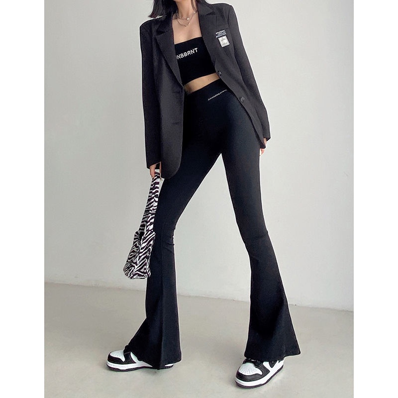 [F &amp; X] Quần Ống Loe Micro-Flared Tập Yoga Lưng Cao Co Giãn Ôm Dáng Hình Cá Mập Mỹ Cho Nữ