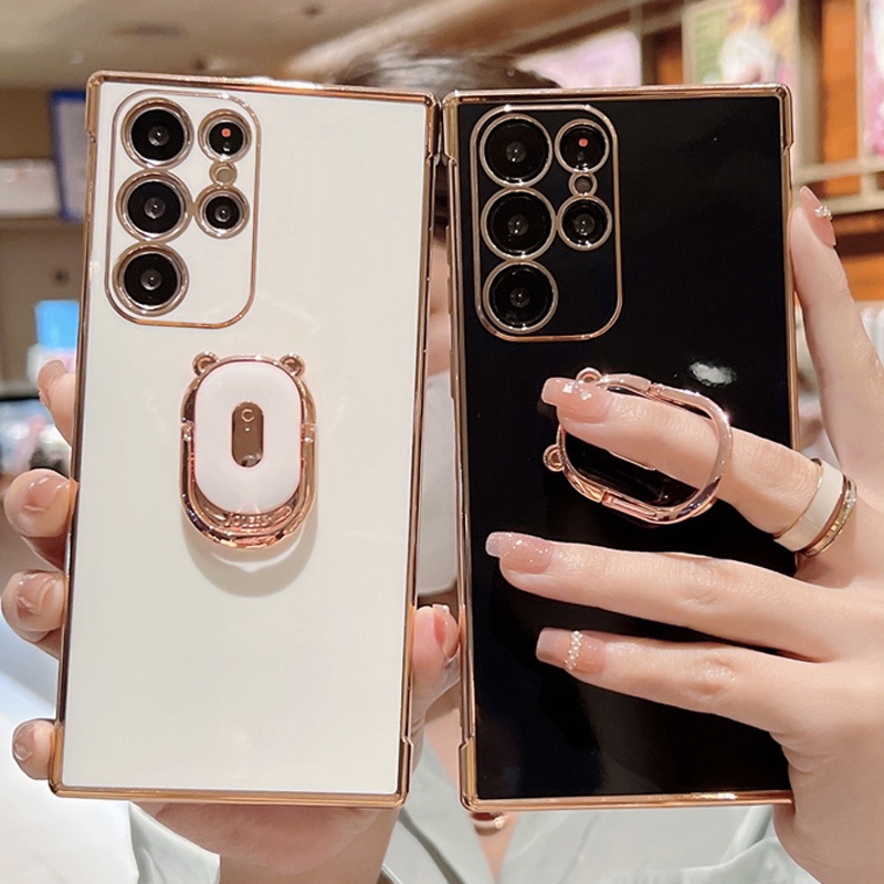 Ốp Điện Thoại TPU Mềm Chống Sốc Có Giá Đỡ Sang Trọng Cho Samsung S23 S22 S21 Plus Ultra S21 S20 FE A54
