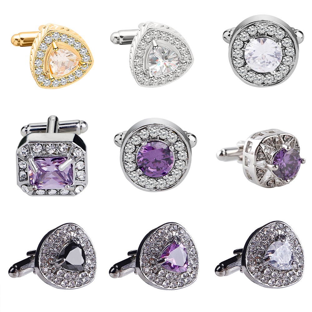 Khuy Măng Sét Đính Đá Zircon Kiểu Dáng Sang Trọng Dành Cho Nam