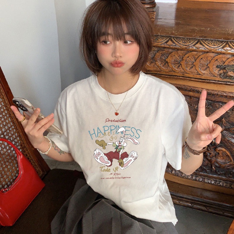 Áo thun XINLANYASHE ngắn tay in họa tiết phong cách Hàn Quốc thời trang mùa hè
