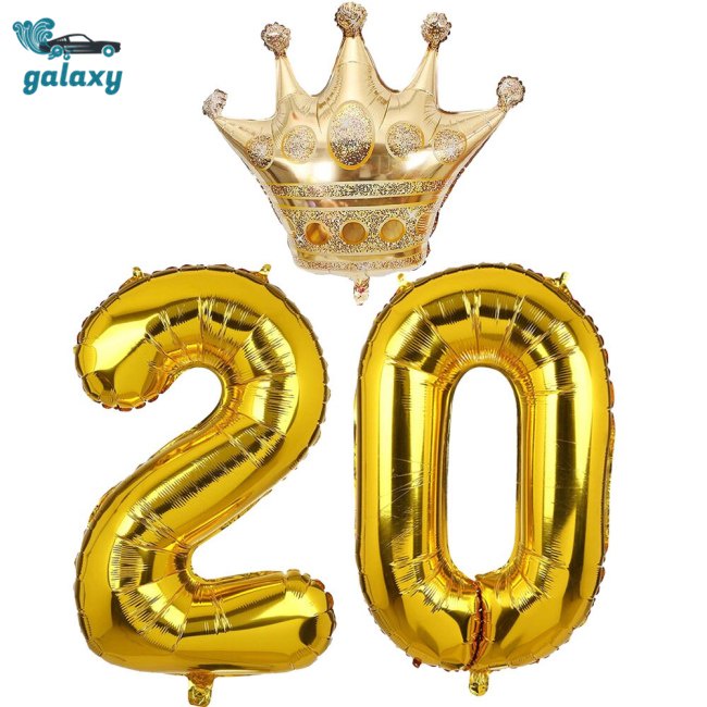 Bong Bóng Trang Trí Sinh Nhật Hình Vương Miện Màu Vàng galaxy 10 18 20 30 40 50-90 Tuổi