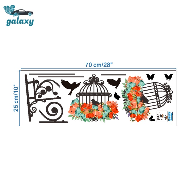 Galaxy Miếng Dán Tường Trang Trí Hình Lồng Chim Dễ Thương