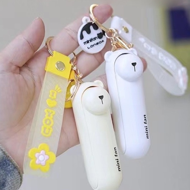 Quạt Mini Quạt Cầm Tay Quạt Sạc Usb Yên Tĩnh Có Thể Gập Lại Với Chức Năng Sạc Dự Phòng Và Đèn Pin Hình Gấu Dễ Thương