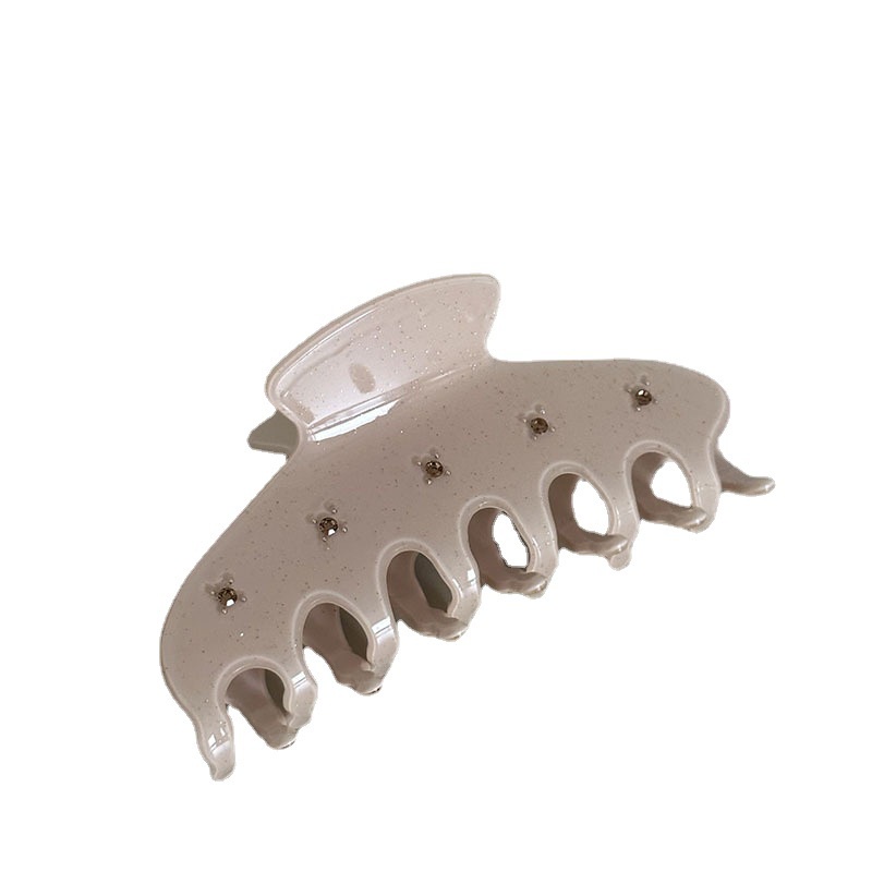 Kẹp Tóc Hình Cá Mập Đính Đá Thạch Anh Màu Be Ngọt Ngào Phong Cách Mới