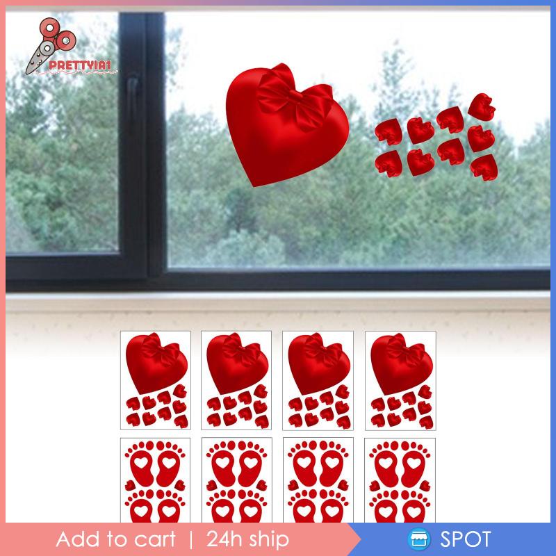 [Prettyia1] Set 8 Sticker Dán Cửa Sổ Ngày Valentine 'S Day Có Thể Tháo Gỡ Trang Trí
