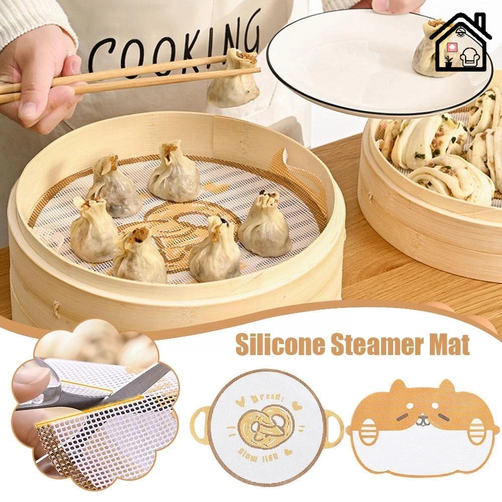 Tấm Lót Hấp Bánh Bao Bằng Silicon Chống Dính Chịu Nhiệt Tái Sử Dụng Được In Họa Tiết Hoạt Hình Dễ