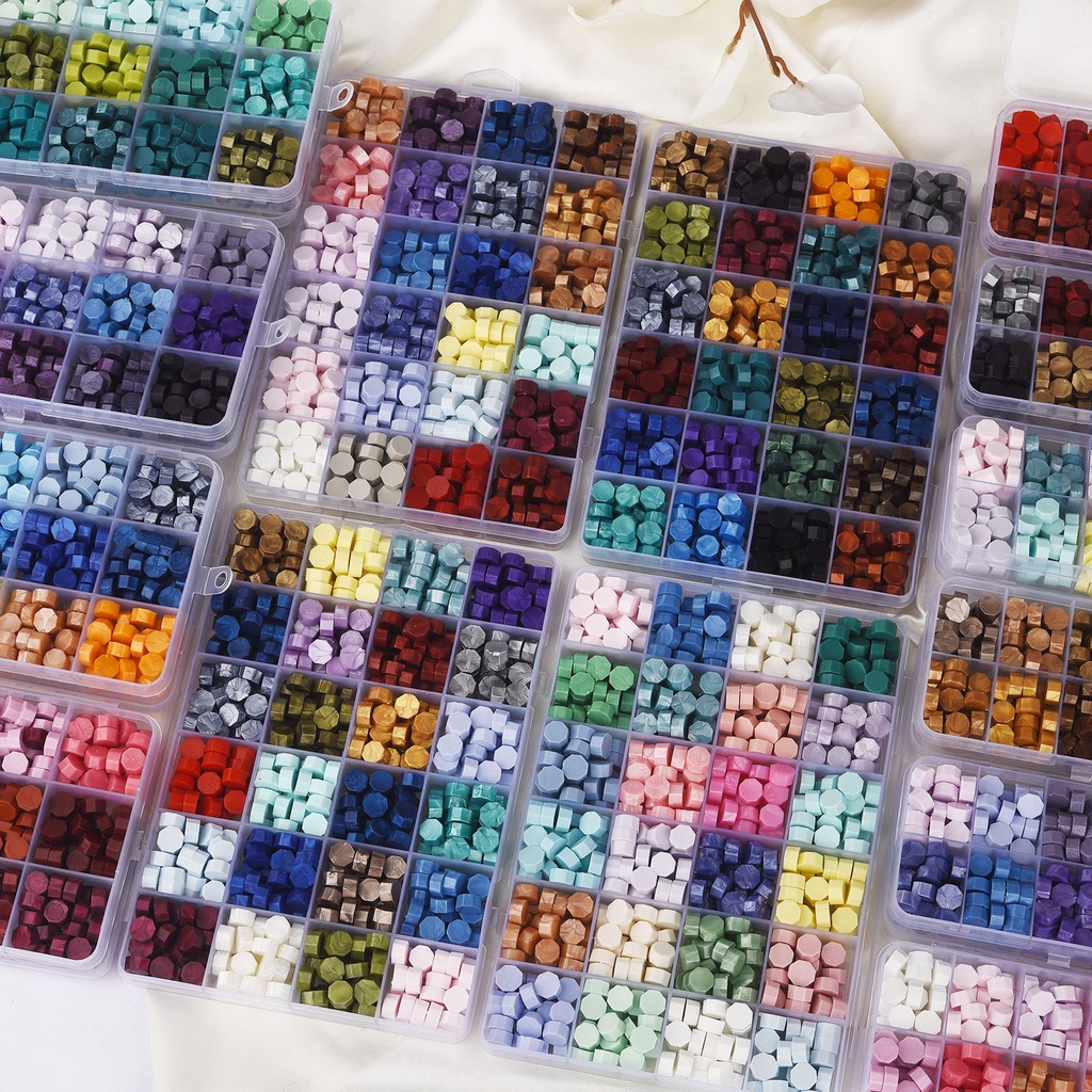 10/15/24 đầy màu sắc niêm phong sáp hạt đóng gói trong hộp nhựa cho Vintage Craft Envelope sáp niêm phong công cụ làm niêm phong cổ xưa