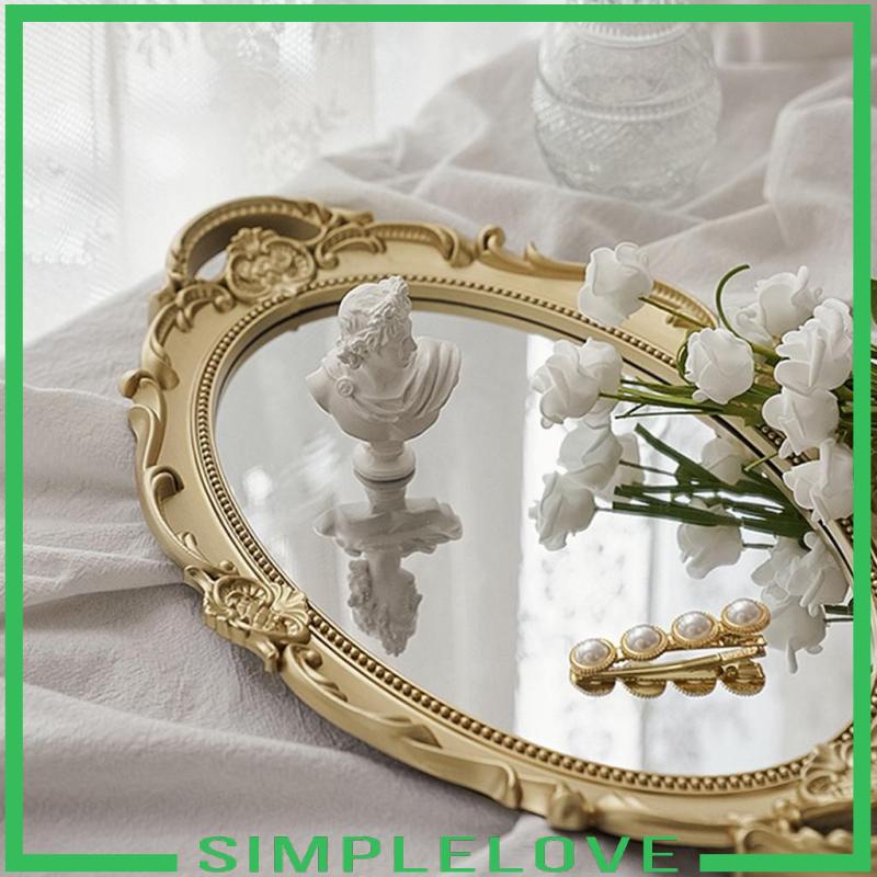 Khay Đựng Đồ Trang Sức / Nước Hoa Có Gương Trang Điểm Phong Cách Retro