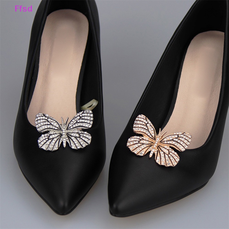 {Ffsd} Khóa Kẹp Giày Đính Đá Hình Bướm Trang Trí Vintage Sáng Bóng Dành Cho Bạn Nữ * Bán Chạy
