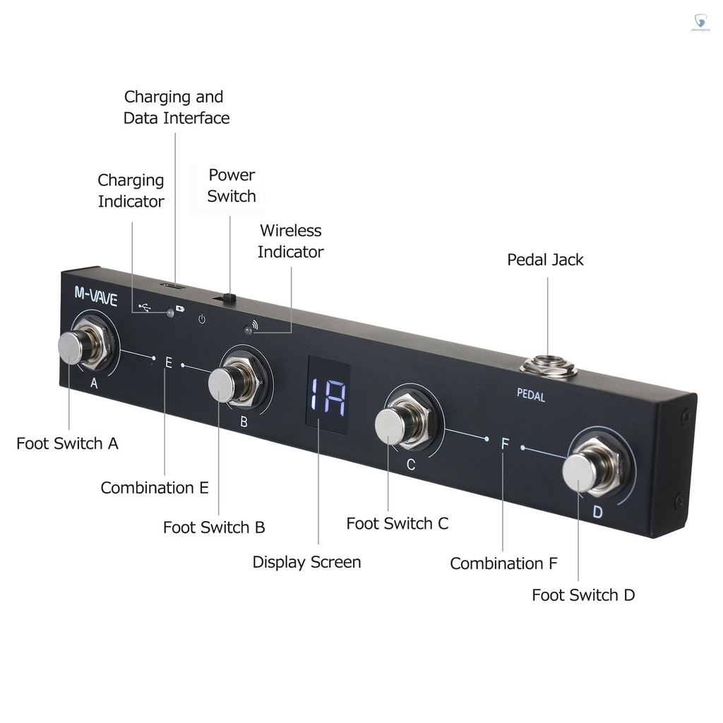 Bàn Đạp Điều Khiển Chân Sạc Không Dây 4 Nút (laptvn) M-VAVE Chocolate BT Có Thể Sạc Lại Được