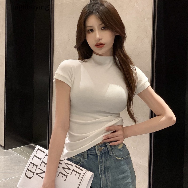 Áo Thun Tay Ngắn Cổ Tròn Màu Sắc Đơn Giản Cho Nữ