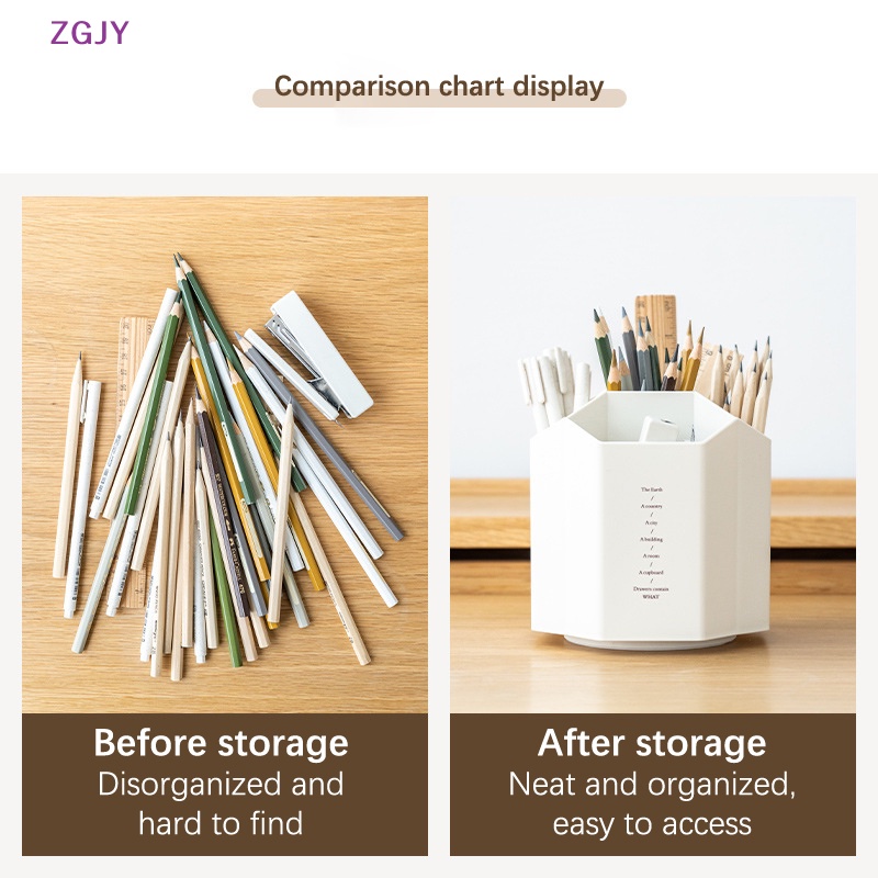 Hộp Đựng Bút Hình Lục Giác Sức Chứa Lớn Sắp Xếp Gọn Gàng Để Bàn Mới