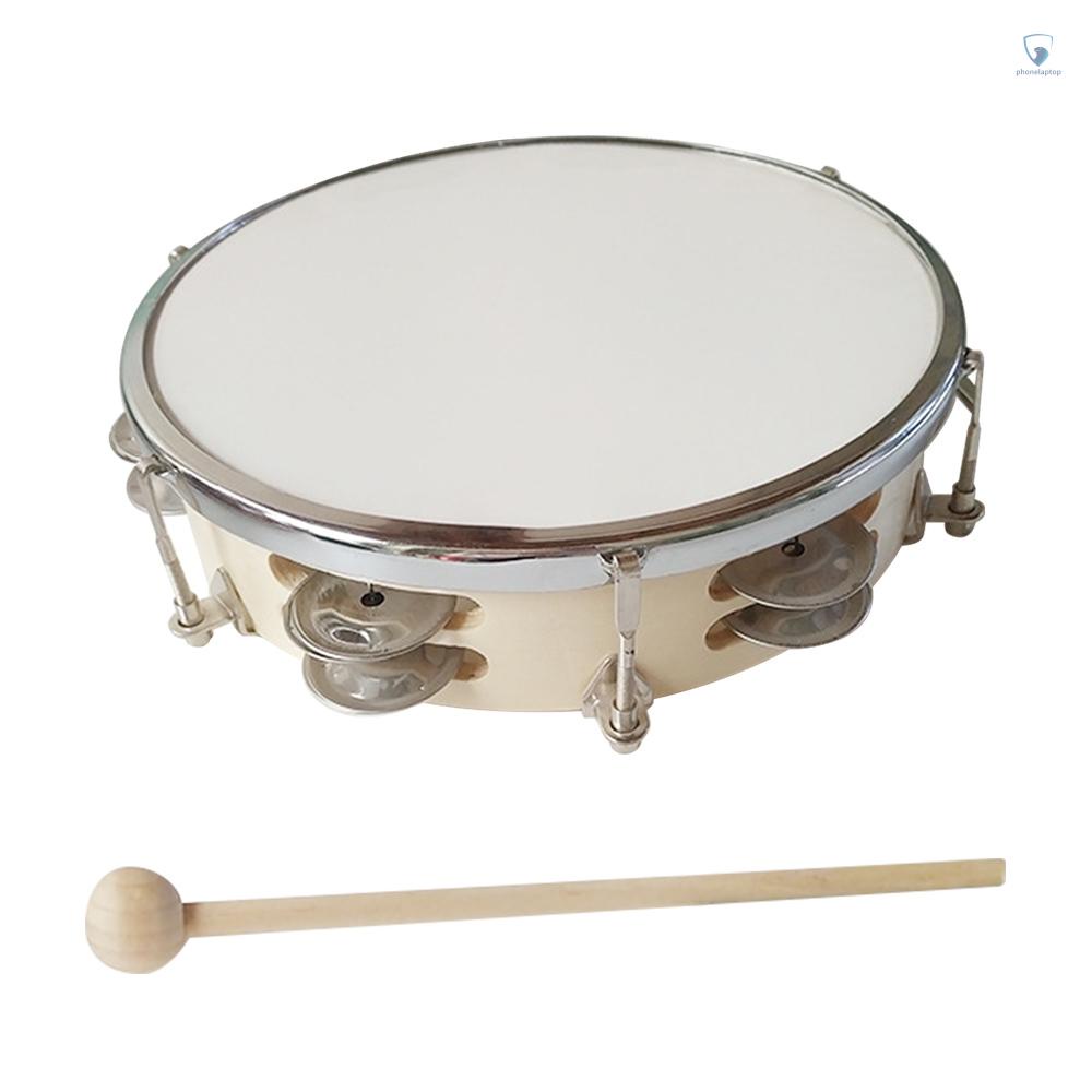 Trống Lục Lạc Cầm Tay Tambourine 8 Inch Hai Hàng Cho Người Lớn Và Trẻ Em